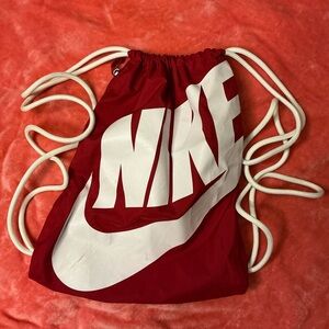 Nike Crimson and White Drawstring Backpack